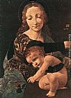 Virgin Canvas Paintings - Virgin and Child with a Flower Vase (detail)